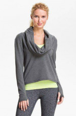 ZELLA GRAY CROP TOP COWL LONG SLEEVE THUMBHOLES