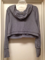 ZELLA GRAY CROP TOP COWL LONG SLEEVE THUMBHOLES