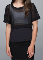 LULULEMON Black MEESH TEE Mesh Top Sz 10