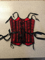 Adore Me Black Red Corset Top (M) - Brand New