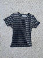 Blue Striped Ribbed Top