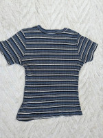 Blue Striped Ribbed Top