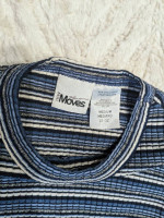 Blue Striped Ribbed Top