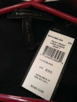 NWT BCBG MAXAZRIA BLACK FAUX LEATHER LONG SLEEVE CROP TOP NEW w TAGS