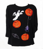 Victoria Jones Halloween Theme Satin Appliques & Beads Knit Top Sz M
