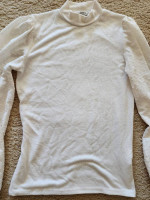 Cream Long Sleeve Top with Sheer Sleeves Size S