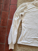 Cream Long Sleeve Top with Sheer Sleeves Size S