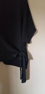 SHEIN Black Women's Side Tie Top Dolman Sleeves Size XL