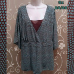 WOMENS SHEER PLUS SIZE 24/26 TURQUOISE & BROWN TOP