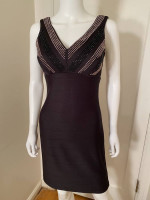 BLACK DRESS WITH BEADED TOP EMBELLISHMENTS Size 6