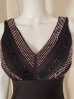 BLACK DRESS WITH BEADED TOP EMBELLISHMENTS Size 6