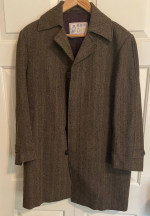 Men's Wool Herringbone Top Coat//Overcoat M