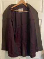 Men's Wool Herringbone Top Coat//Overcoat M