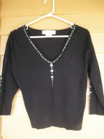 Lucy Perida Sparkling Black Sweater Top w/Sequins - Medium