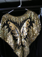 Dazzling Silk Butterfly Sequin Top, Size Medium