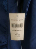 NEW MEDIUM COLDWATER CREEK VNECK BLUE NOVA LACE WRAP BLOUSE/TOP