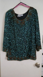 CERVELLE BLUE SEQUIN TOP