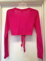 OLD NAVY PINK LONG SLEEVE CROP TOP w TIE Sz XS S Never worn