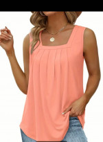 Plus Size Pleated Casual Tank Top New