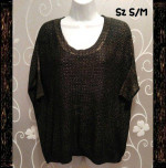 WOMENS BLACK METALLIC GOLD BATWING SWEATER TOP SIZE S/M