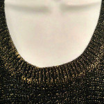 WOMENS BLACK METALLIC GOLD BATWING SWEATER TOP SIZE S/M