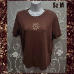 WOMENS BROWN EMBELLISHED DESIGN TOP SIZE M