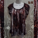 WOMENS CHARMING MULTI COLOR SHEER LEOPARD TOP SIZE M