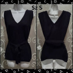 WOMENS BLACK BELTED SLEEVELESS SWEATER TOP SIZE S