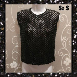 VINTAGE WOMENS BLACK SEQUIN SLEEVELESS FORMAL TOP SIZE S