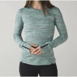 LULULEMON GREEN BLACK SPACE DYE LONG SLEEVE TOP Sz 6