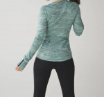 LULULEMON GREEN BLACK SPACE DYE LONG SLEEVE TOP Sz 6