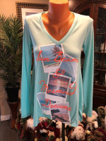 NWOTs! Belle du jour mint green long sleeve top, size xs, s, m
