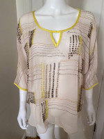 MATTY M. SHEER BEADED TOP Size Small