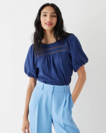 (NEW) (4 SIZES AVAILABLE) WOMEN’S J.CREW LACE-TRIM PUFF-SLEEVE T-SHIRT
