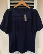 (NEW) (4 SIZES AVAILABLE) WOMEN’S J.CREW LACE-TRIM PUFF-SLEEVE T-SHIRT