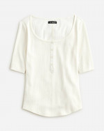 (NEW) WOMEN’S J.CREW IVORY VINTAGE RIB HENLEY T-SHIRT