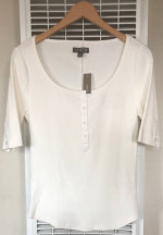 (NEW) WOMEN’S J.CREW IVORY VINTAGE RIB HENLEY T-SHIRT