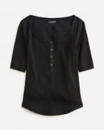 (NEW) WOMEN’S J.CREW BLACK VINTAGE RIB HENLEY T-SHIRT
