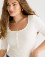 (NEW) WOMEN’S J.CREW BLACK VINTAGE RIB HENLEY T-SHIRT
