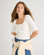 (NEW) WOMEN’S J.CREW BLACK VINTAGE RIB HENLEY T-SHIRT