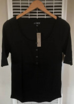 (NEW) WOMEN’S J.CREW BLACK VINTAGE RIB HENLEY T-SHIRT
