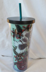 2016 Starbucks Tropical Floral Teal 24oz Tumbler New without tags