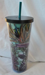2016 Starbucks Tropical Floral Teal 24oz Tumbler New without tags