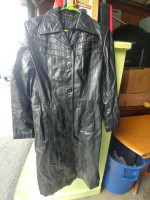 Women's Ladies Black Leather Full Length Coat Jacket