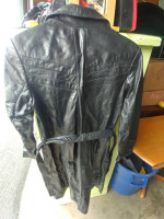 Women's Ladies Black Leather Full Length Coat Jacket