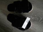 New-never worn; Black open toe memory foam/fuzzy Slippers - Size 6