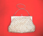 Vintage Delill Evening Bag Silver Mesh Clear Rhinestones West Germany
