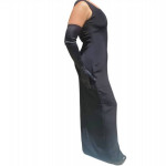Vintage Black Montage by Mon Cheri Square-Neck Slim-Cut Gown Size 4