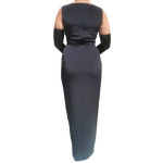 Vintage Black Montage by Mon Cheri Square-Neck Slim-Cut Gown Size 4