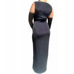 Vintage Black Montage by Mon Cheri Square-Neck Slim-Cut Gown Size 4